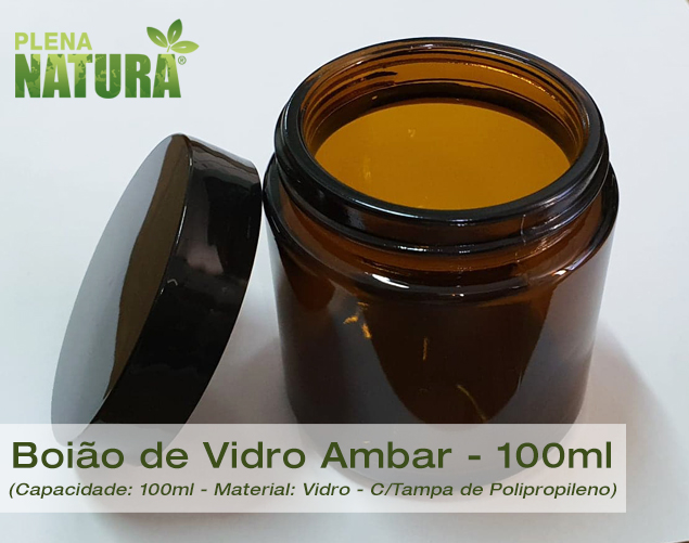 Boião - Vidro Ambar - 100 ml (c/tampa de Polipropileno)