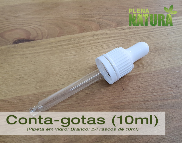 Pipeta conta-gotas, em Vidro - Branca - p/frasco de 10ml (DIN18)