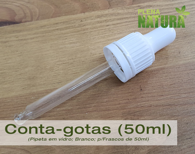 Pipeta conta-gotas, em Vidro - Branca - p/frasco de 50ml (DIN18)