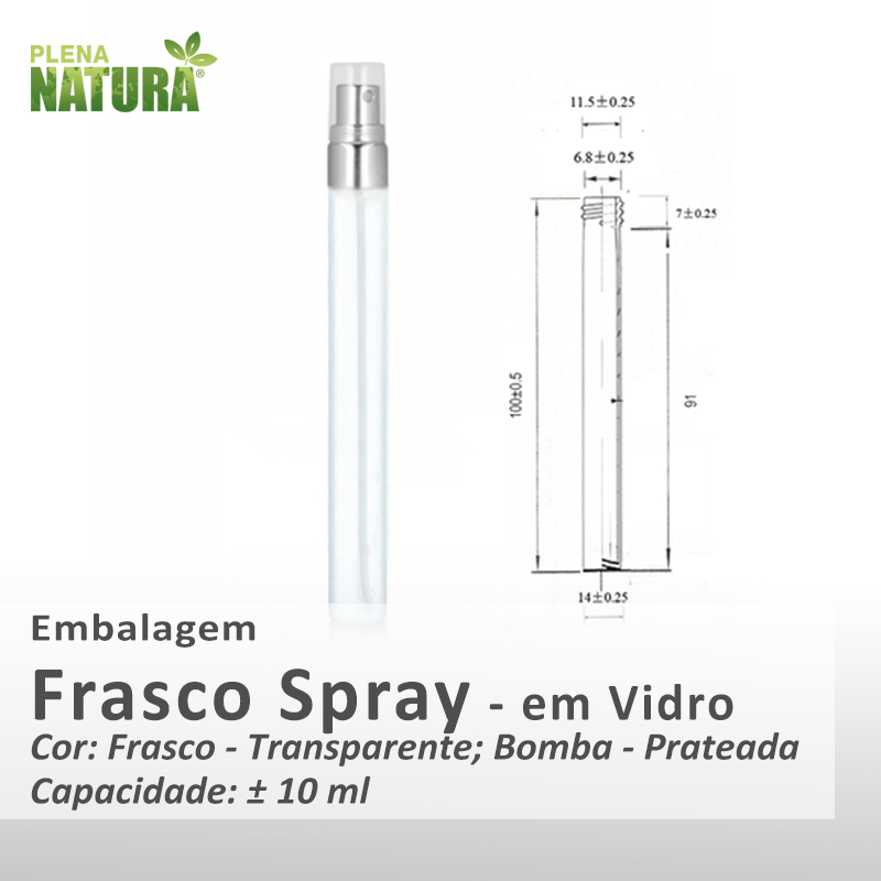 Frasco Spray em Vidro (Bomba Prateada) - 10ml