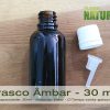 Frasco de Vidro Ambar, c/Tampa e gotejador  - Din18 - 30ml