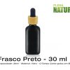 Frasco de Vidro PRETO, c/Tampa Conta-gotas em Bambu - 30ml