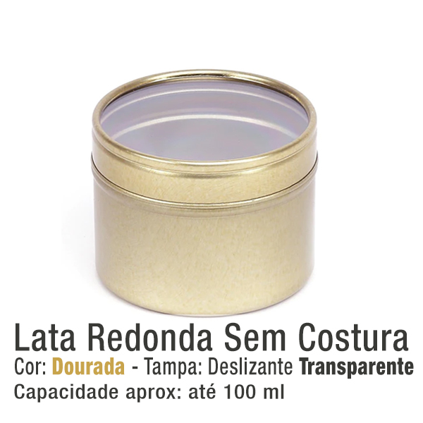 Lata Redonda com Janela, sem Costura - Dourada - 100ml