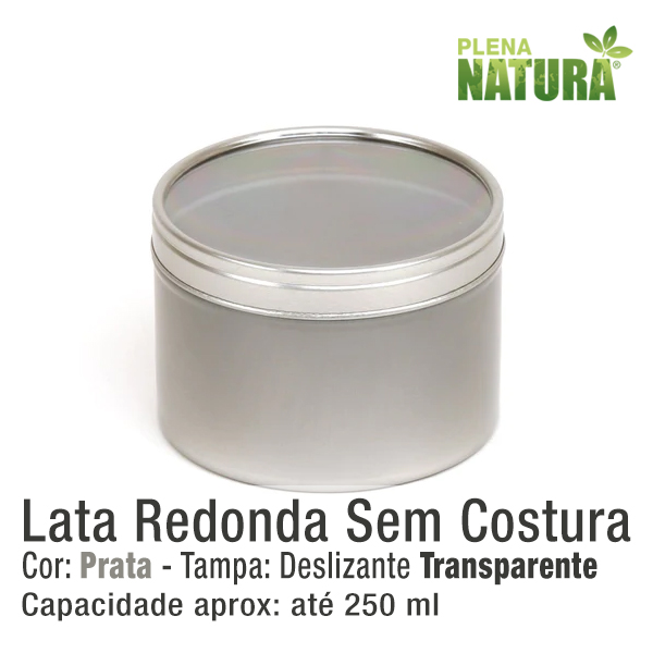 Lata Redonda com Janela, sem Costura - Prata - 250ml