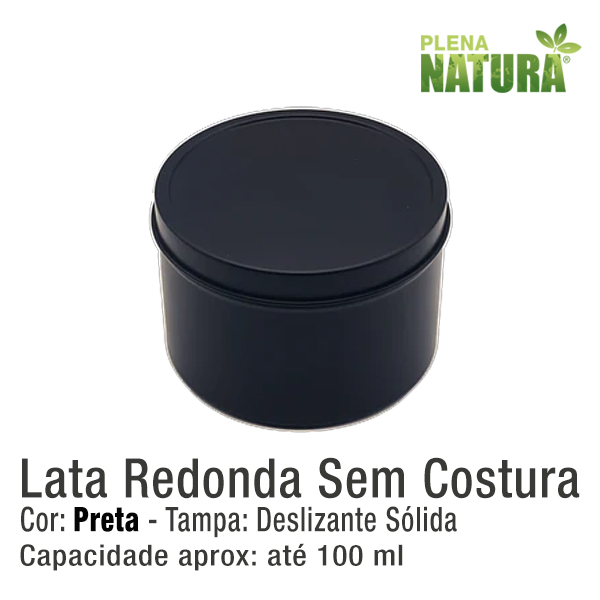 Lata Redonda, sem Costura - Preta - 100ml