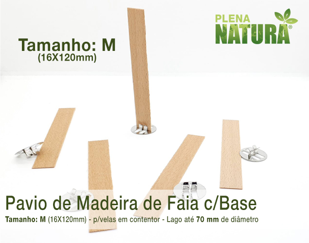 Pavio Madeira Faia c/Base Metálica - Tamanho M