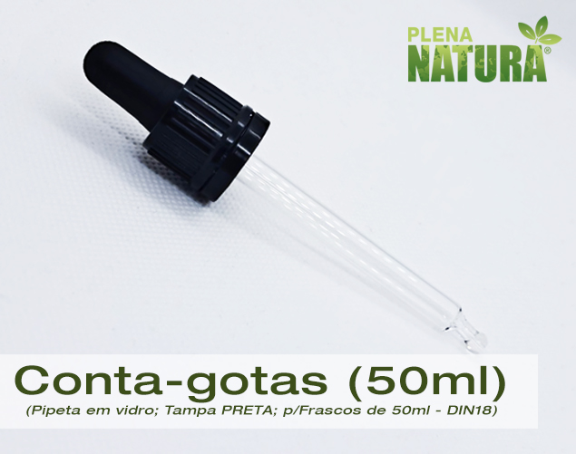 Pipeta conta-gotas, em Vidro - Preta - p/frasco de 50ml (DIN18)
