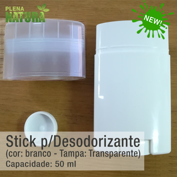 Stick para Desodorizante - 50 ml - Branco - Tampa Transparente