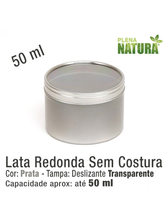 Lata Redonda com Janela, sem Costura - Prata - 50ml
